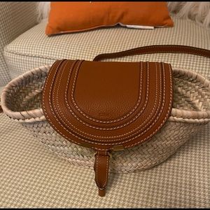 New authentic Chloe marcie straw crossbody